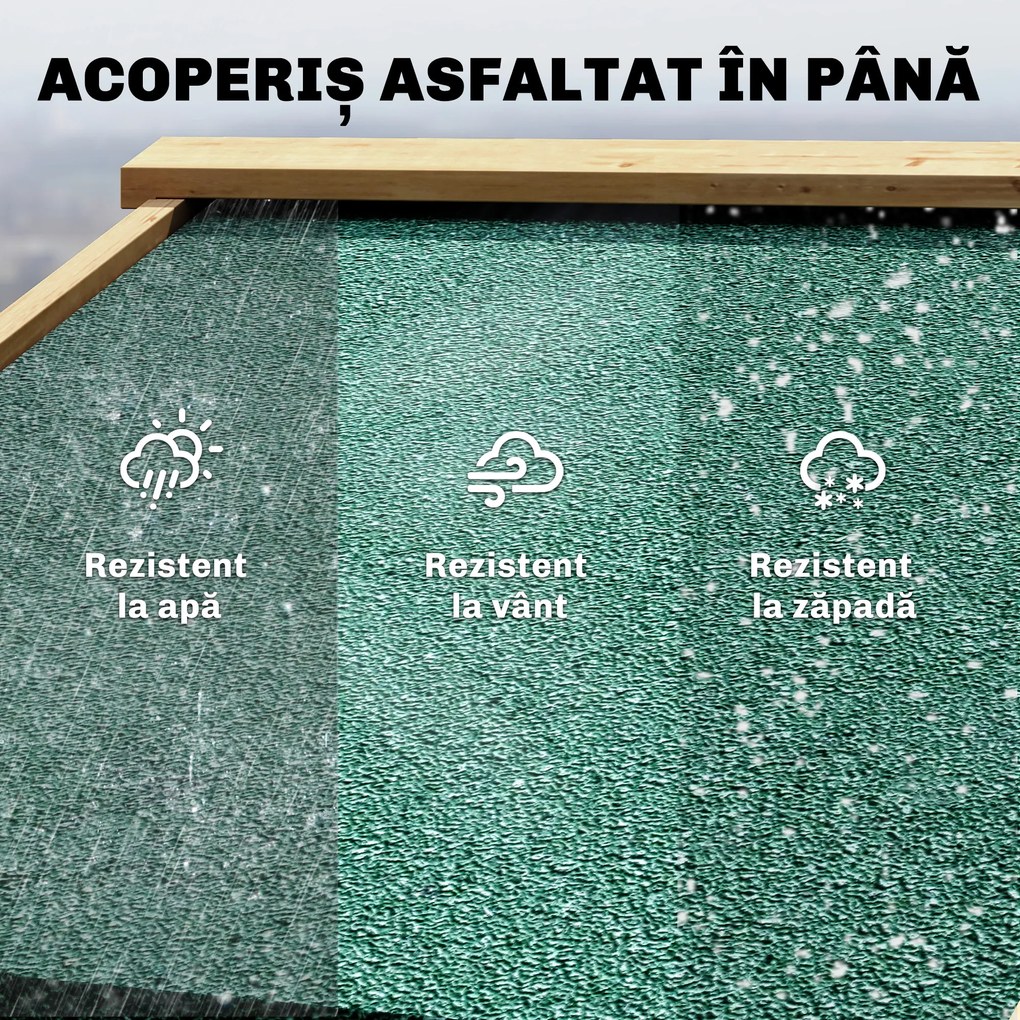 Outsunny Dulap de Grădină din Lemn de Brad cu Rafturi și Ferestre din Acril, Căsuță Depozitare Unelte Exterioare cu Acoperiș Asfaltat, Uși Blocabile, 128x57.5x197 cm, Maro Deschis | Aosom Romania