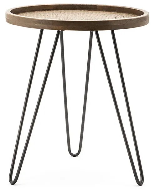 Masuta de cafea rotunda din metal Drax 45x45x53 cm maro deschis