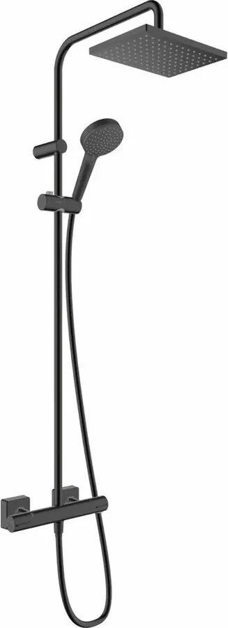 Coloana de dus cu baterie termostatata negru mat Hansgrohe Vernis Shape 230 cu 2 functii