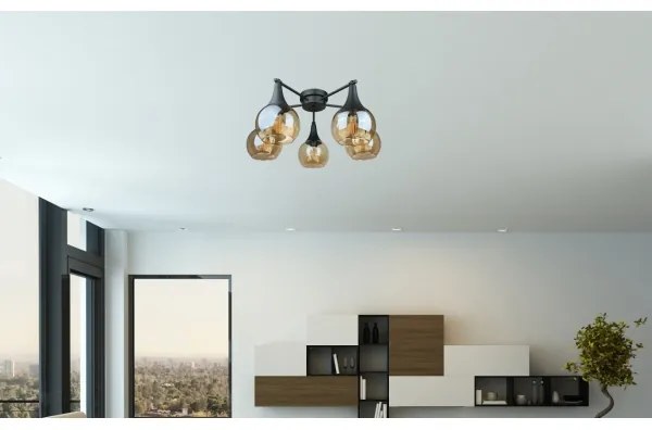 Lustră aplicată STAR 5xE27/60W/230V negru/bej fumuriu