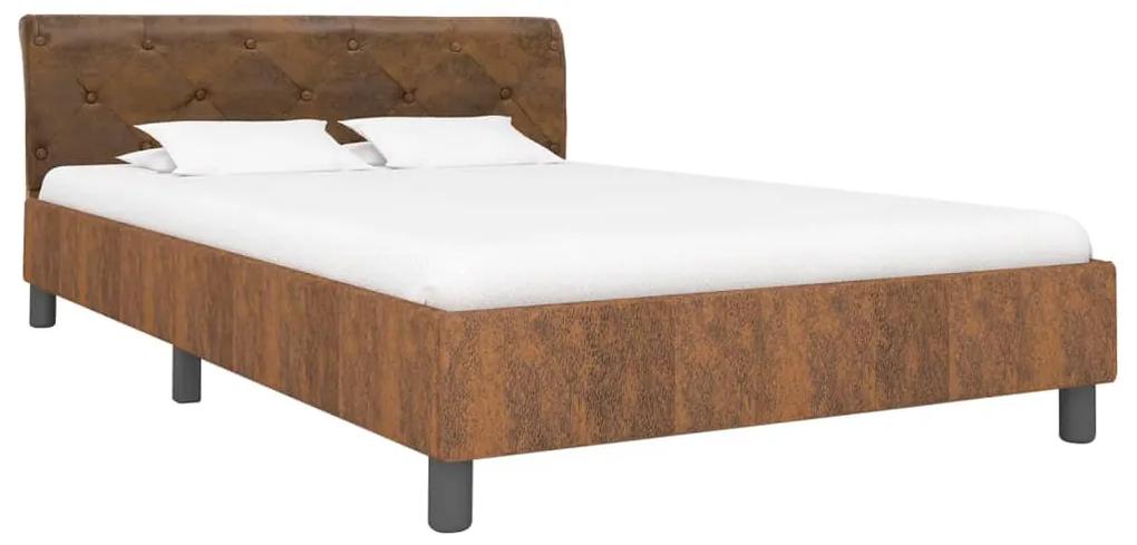 284891 vidaXL Cadru de pat, maro, 140 x 200 cm, piele întoarsă ecologică