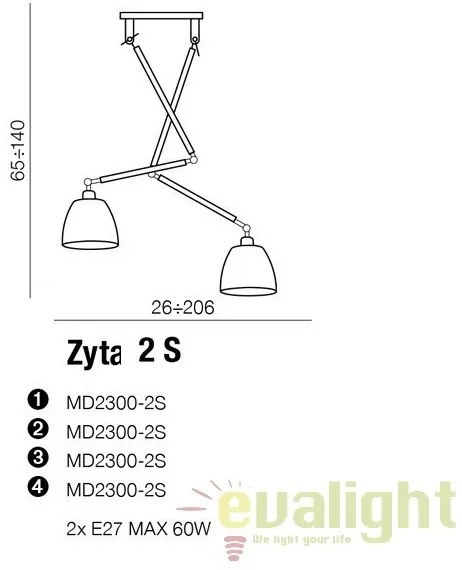 Lustra directionabila design modern ZYTA 2 S alba