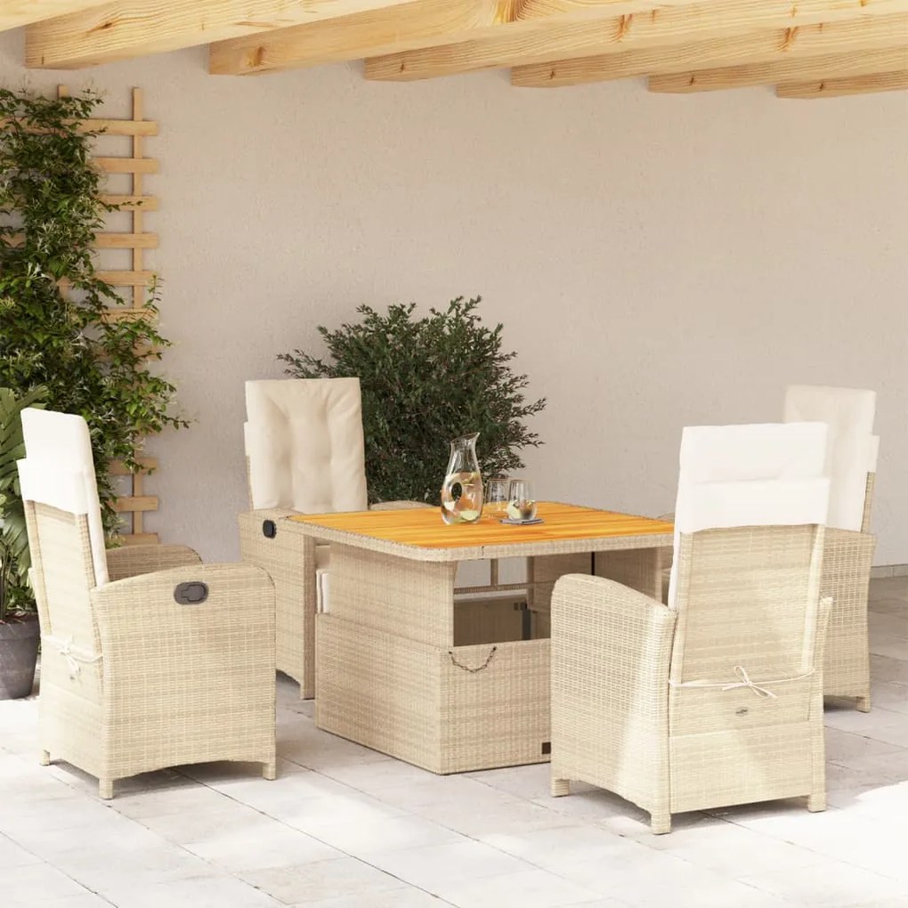 3277354 vidaXL Set mobilier de grădină cu perne, 5 piese, bej, poliratan