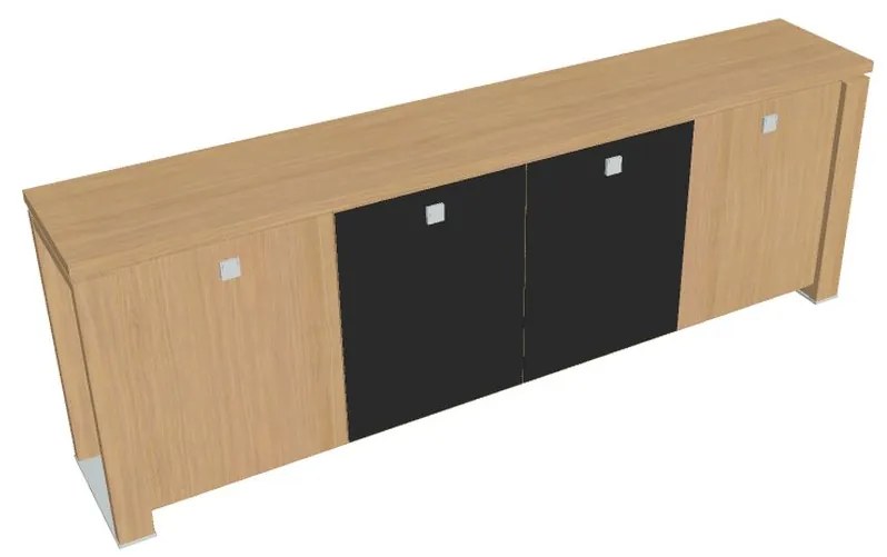 Dulap mic Verno+ 260 x 46 x 90 cm, uși combinate, stejar deschis / negru