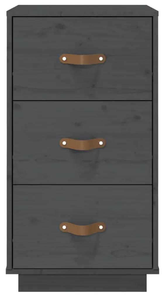Noptiera, gri, 40x40x75 cm, lemn masiv de pin 1, Gri