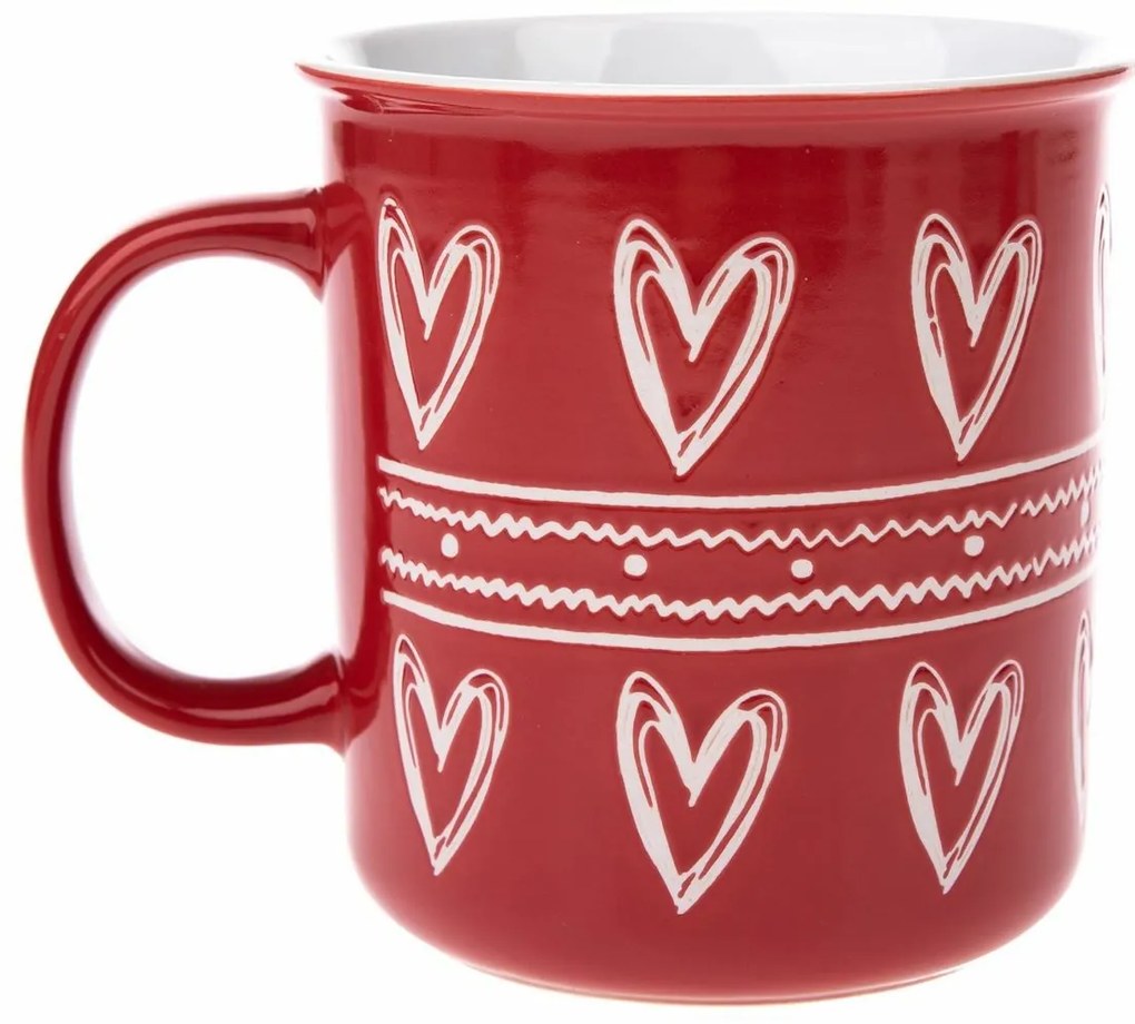 Cană de Crăciun din ceramică Christmas heart II, roșu, 710 ml