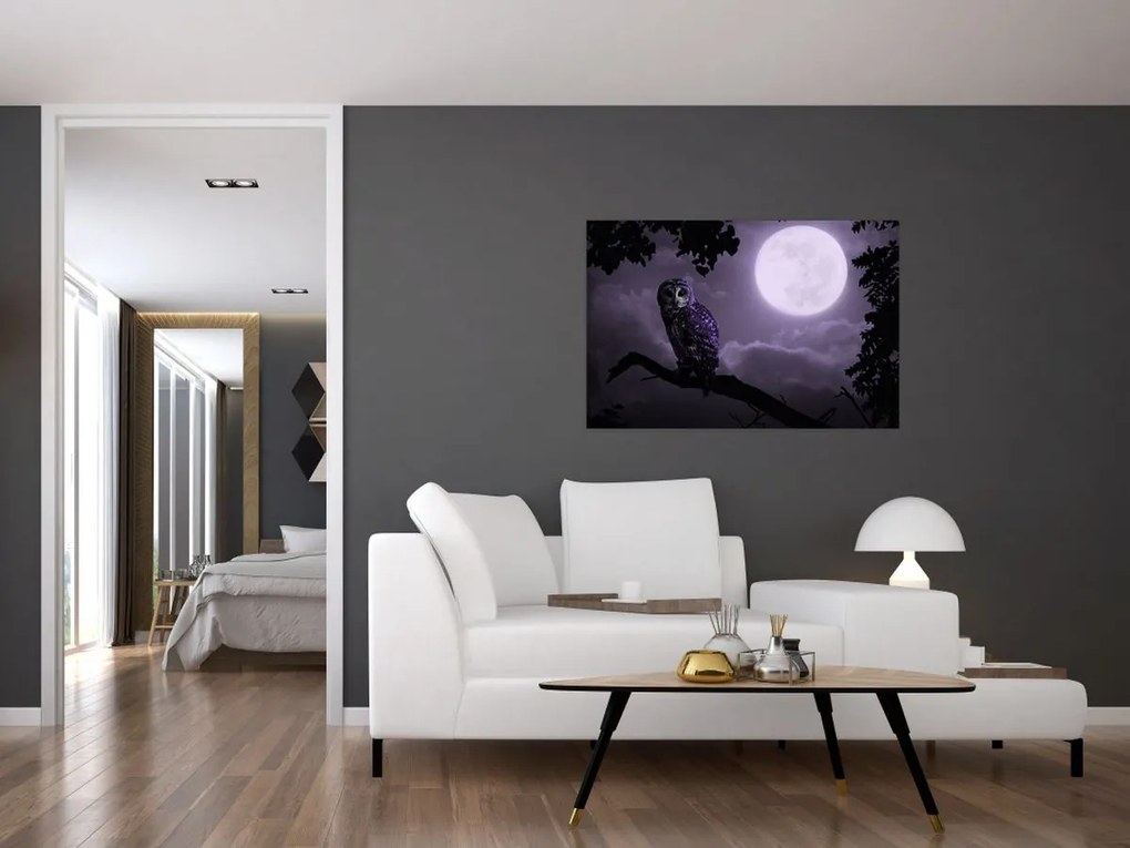 Tablou - Bufniță de noapte, violet (90x60 cm)