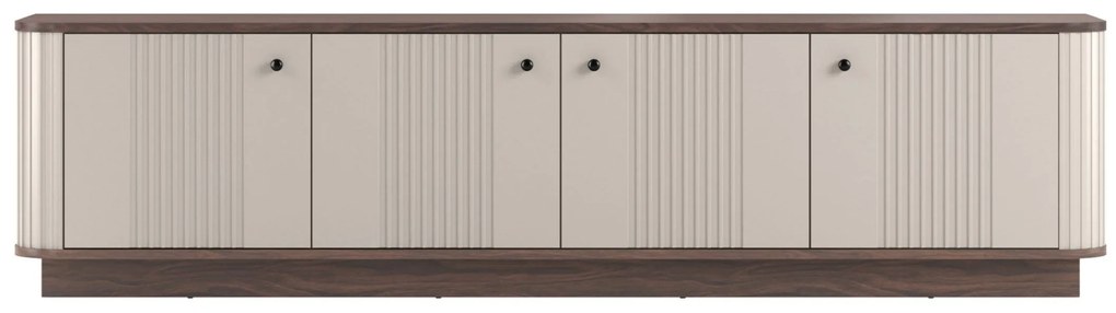 Comodă TV pe soclu Vesper 4D 187 cm - cașmir / nuc / mânere negre