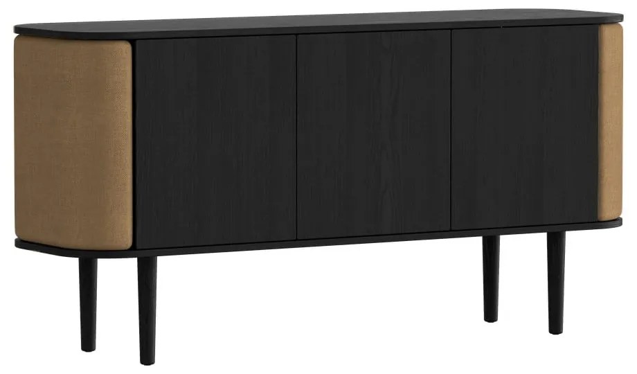 Comodă neagră/maro joasă cu aspect de lemn de stejar 150x75 cm Treasures – UMAGE