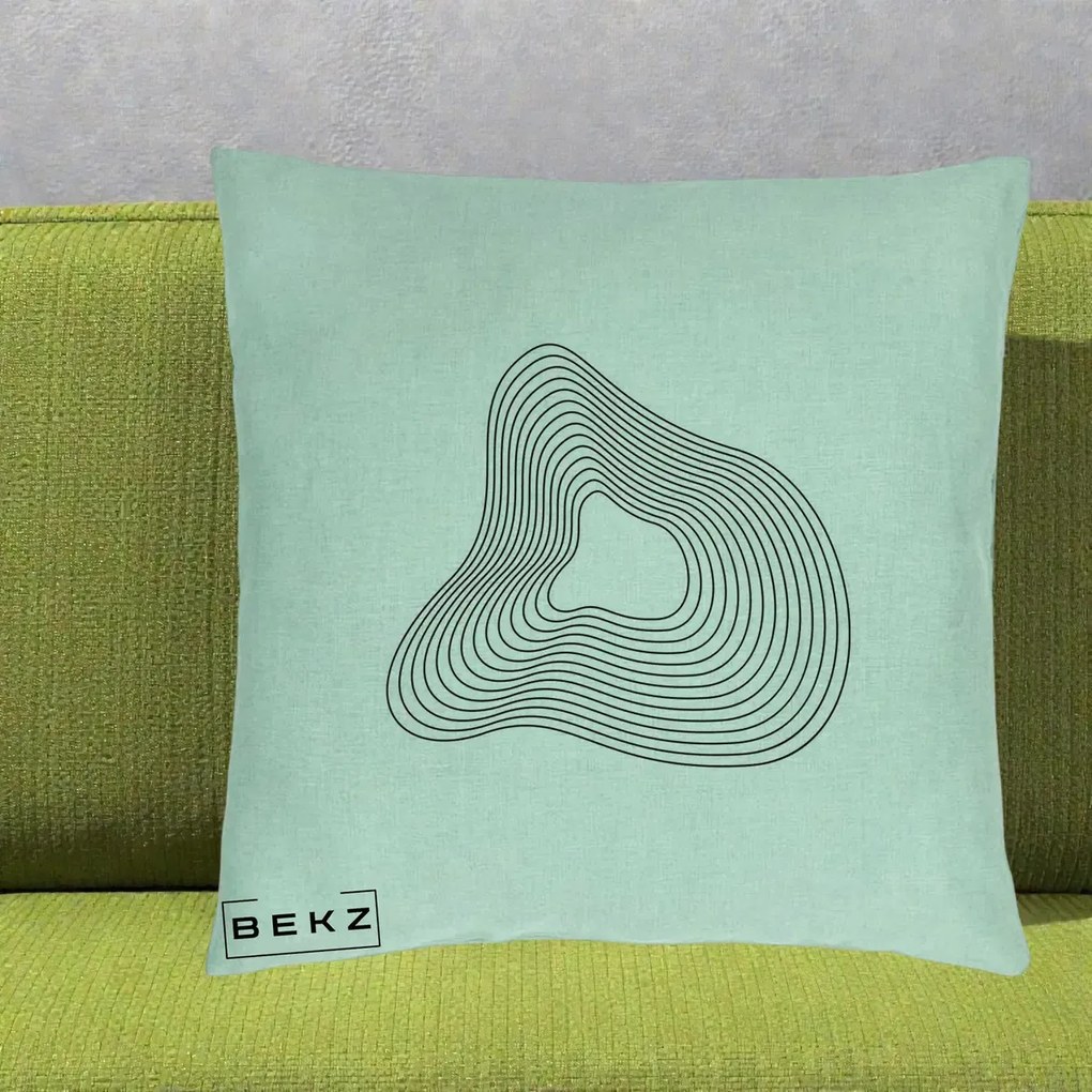 Perna Decorativa Abstract Linii Organice, 40x40 cm, Verde Menta, Husa Detasabila, Perna Inclusa, BEKZ®