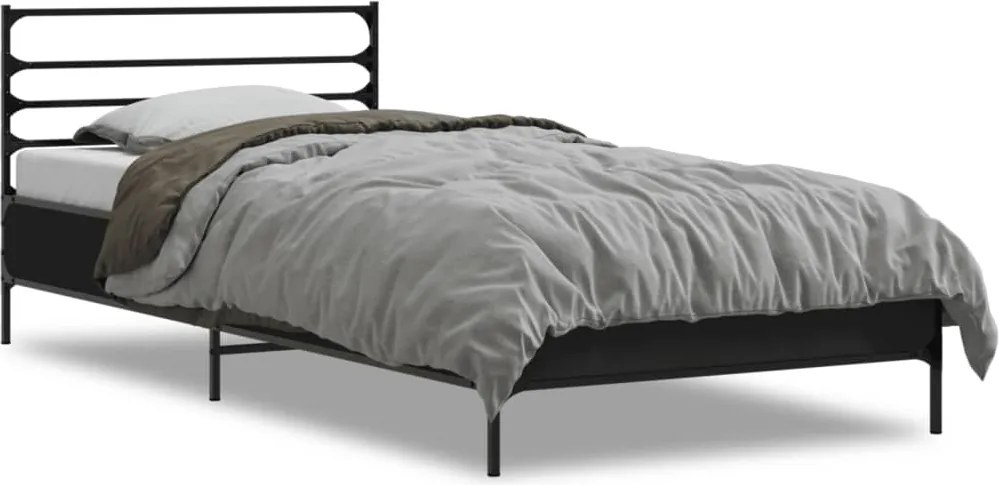 vidaXL Cadru de pat, negru, 90x200 cm, lemn prelucrat și metal