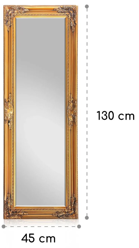Ashford, oglindă cu suport, ramă din lemn masiv, dreptunghiulară, 130 x 45 cm