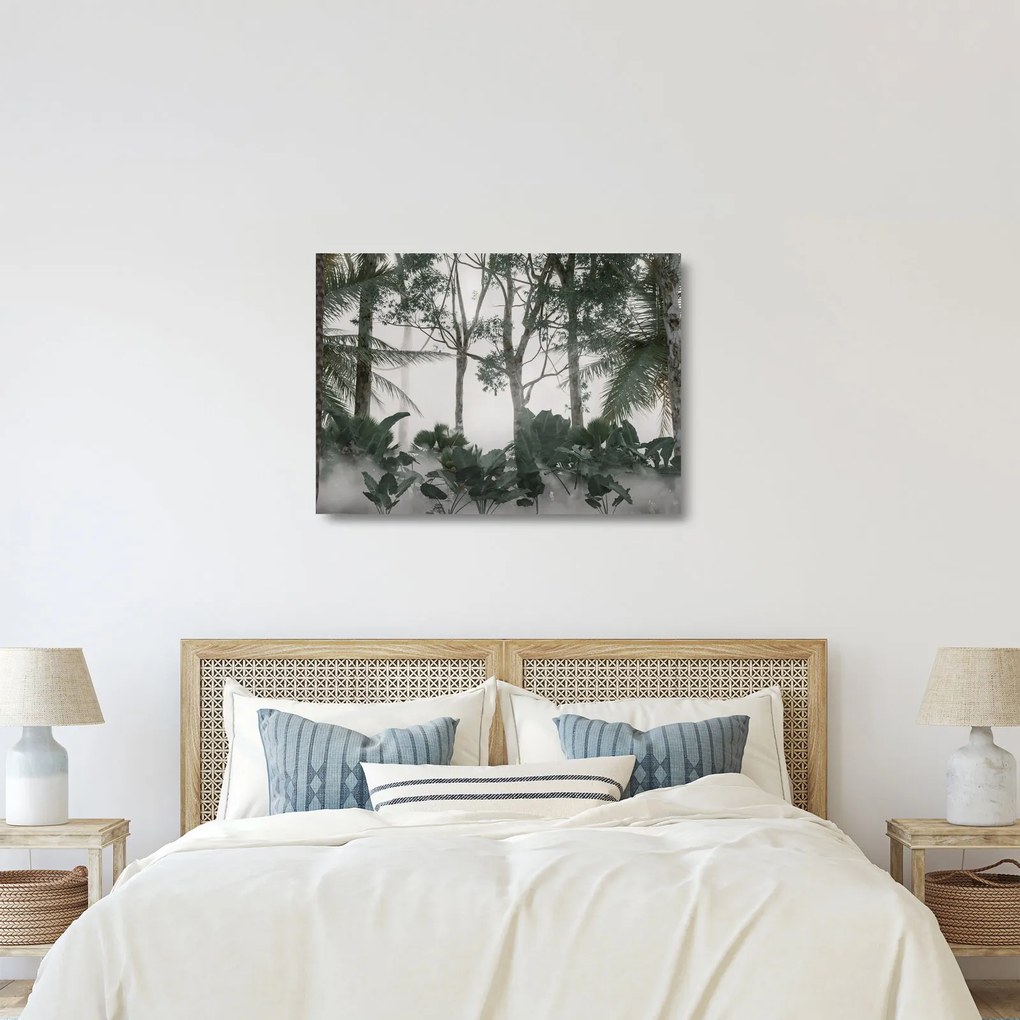 Tablou pe sticlă - Jungla în ceața dimineții (70x50 cm)