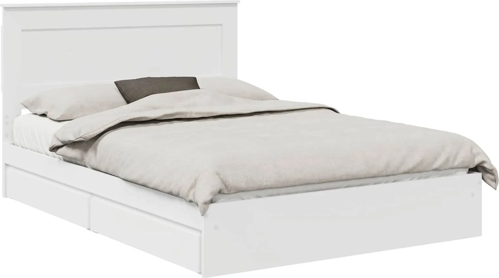 vidaXL Pat cu storage cu headboard Alb 140 x 190 cm Lemn compozit