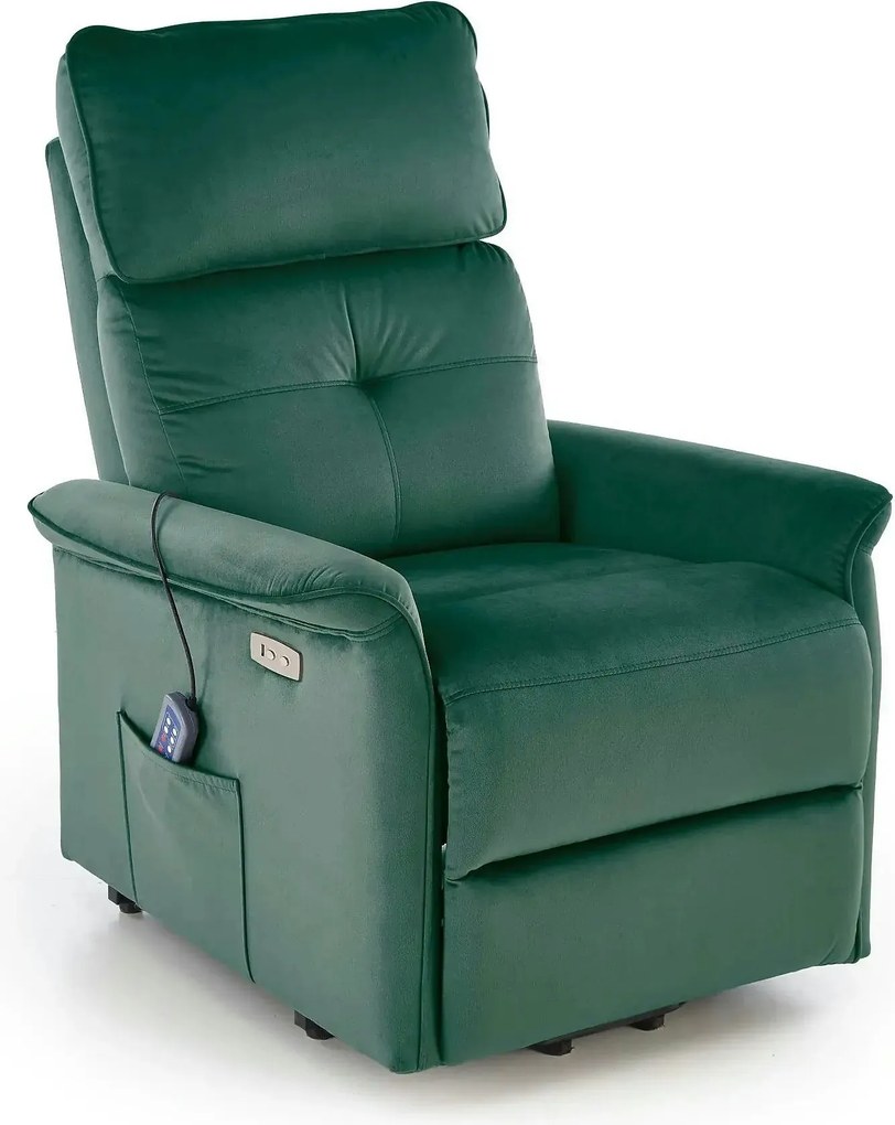 Fotoliu rabatabil SEMIR 2, stofa catifelata verde inchis - Bluvel 78,