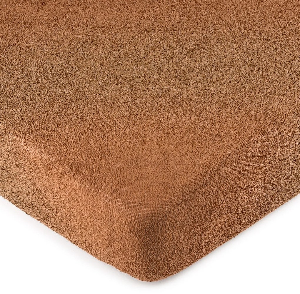 Cearșaf de pat 4Home, din bumbac frotir, maro, 90 x 200 cm, 90 x 200 cm