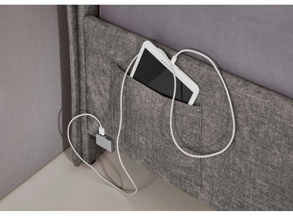 Pat pentru copii gri tapițat fără somieră 120x200 cm Fun – Meise Möbel