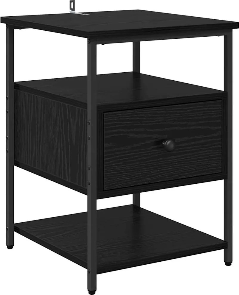 vidaXL Dulap de noapte Stejar Negru 40 x 42 x 56 cm Lemn compozit