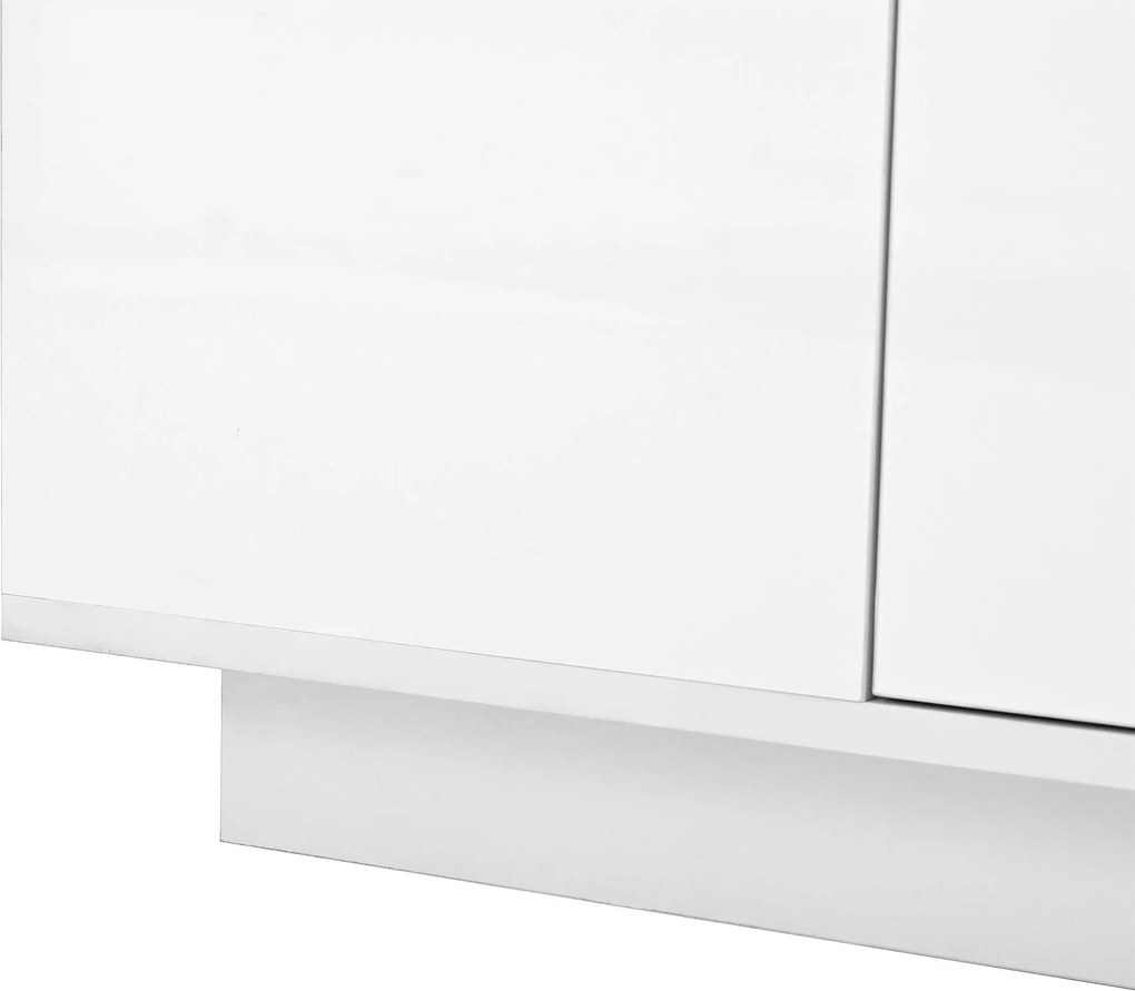 Masă de cafea cu spațiu de depozitare, iluminare ambientală LED, blat din sticlă și 2 sertare, 105x50x35 cm, Alb