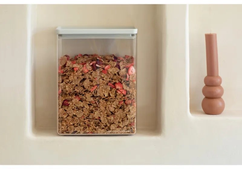 Cutie de depozitare Brabantia Tasty+ Stackable 1008878, 5,4 L, Sigiliu din silicon, Fara BPA, Gri deschis