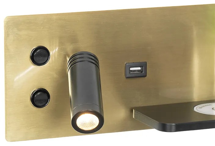 Set 2 aplice negru cu auriu cu LED cu USB si incarcator cu inductie - Riza