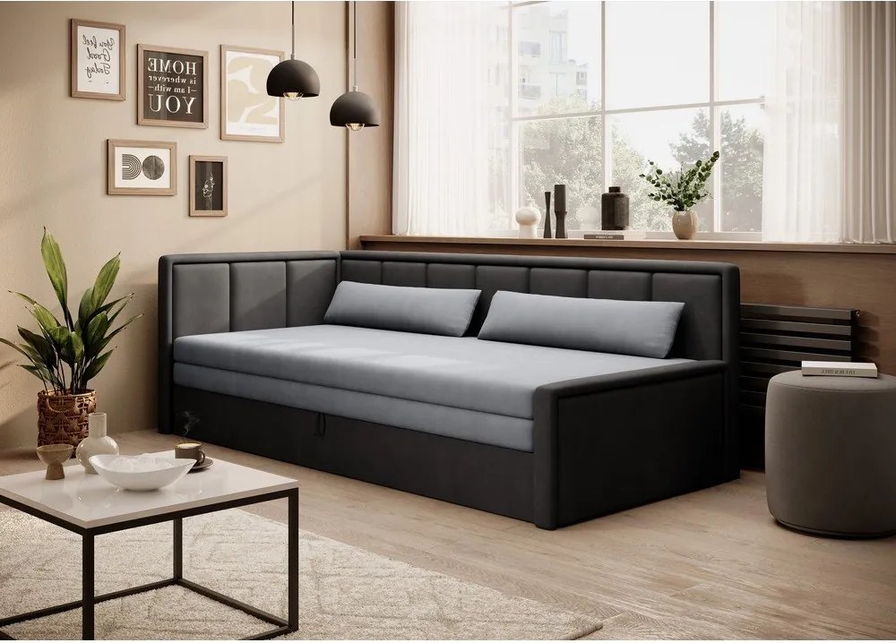 Canapea gri închis extensibilă/cu spațiu de depozitare cu tapițerie din chenille 214 cm Fulgeo – ELTAP