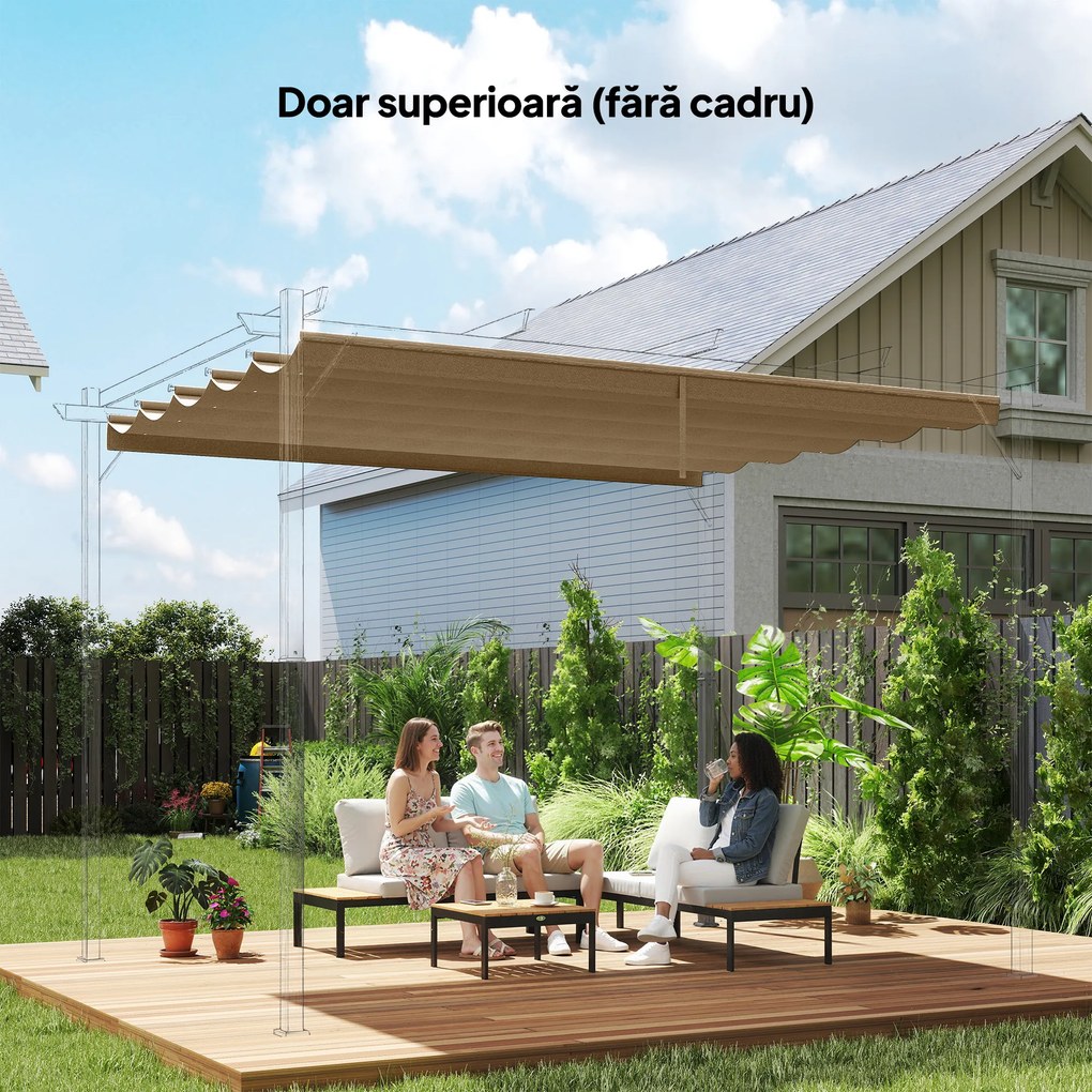 Outsunny Acoperiș de Schimb pentru Pergolă cu 10 Orificii de Drenaj, Permeabil, 4x3 m, Bej | Aosom Romania