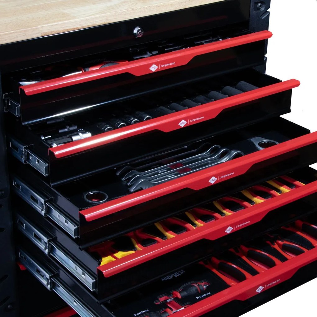 Cărucior de atelier profesional cu unelte 217pcs - 7 sertare 79169