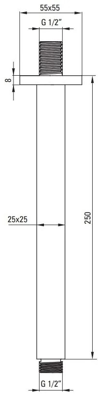 Brat de dus pentru palarie de dus Deante Cascada crom montat pe tavan 25 cm
