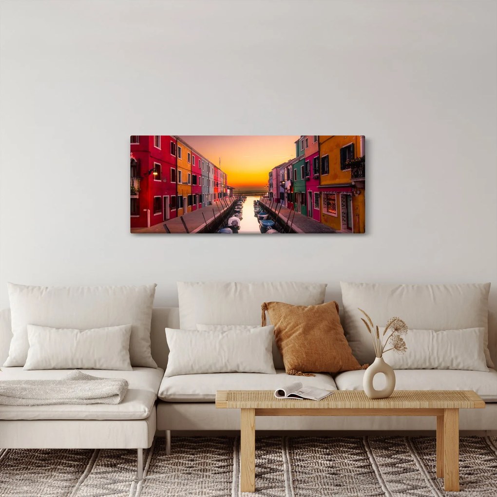 Tablou - Apus de soare, insula Burano, Veneția, Italia (120x50 cm)