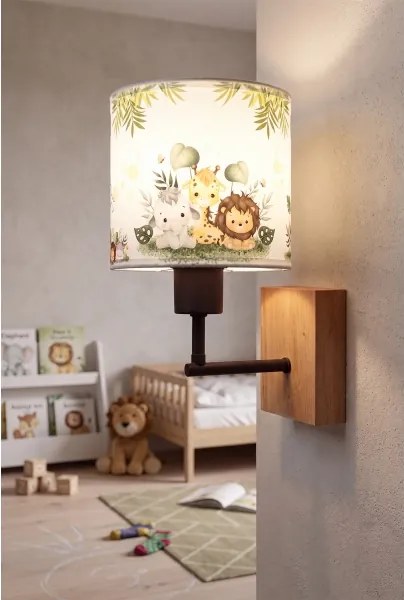 Brilagi - Aplică de perete BOBO WOOD 1xE27/25W/230V stejar/negru/alb/verde/junglă