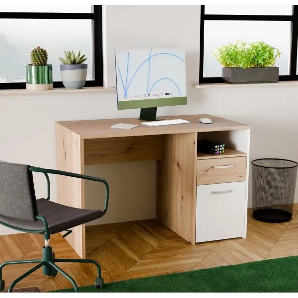 Birou URO, stejar Artisan/alb