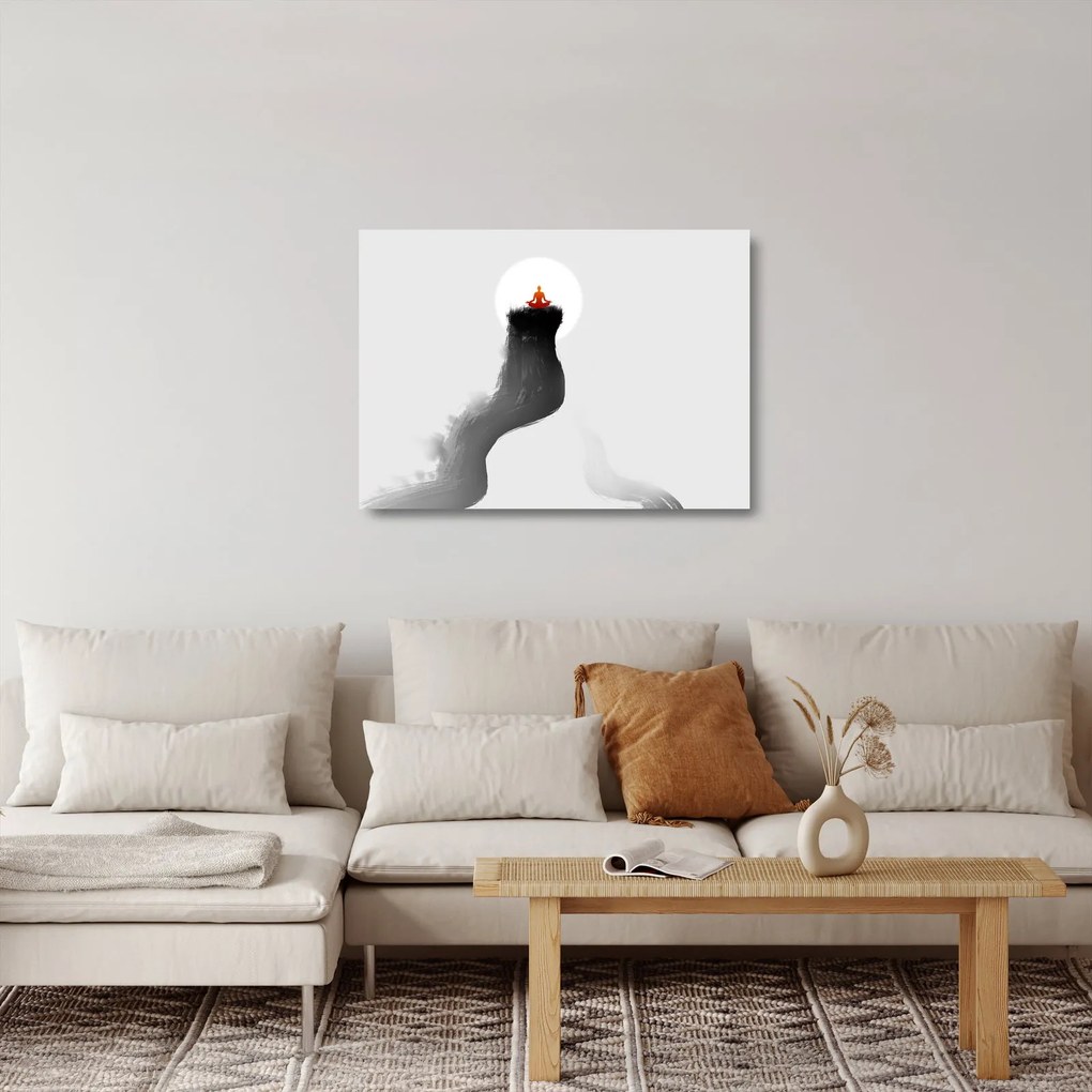 Tablou pe sticlă - Meditație în vârf (70x50 cm)