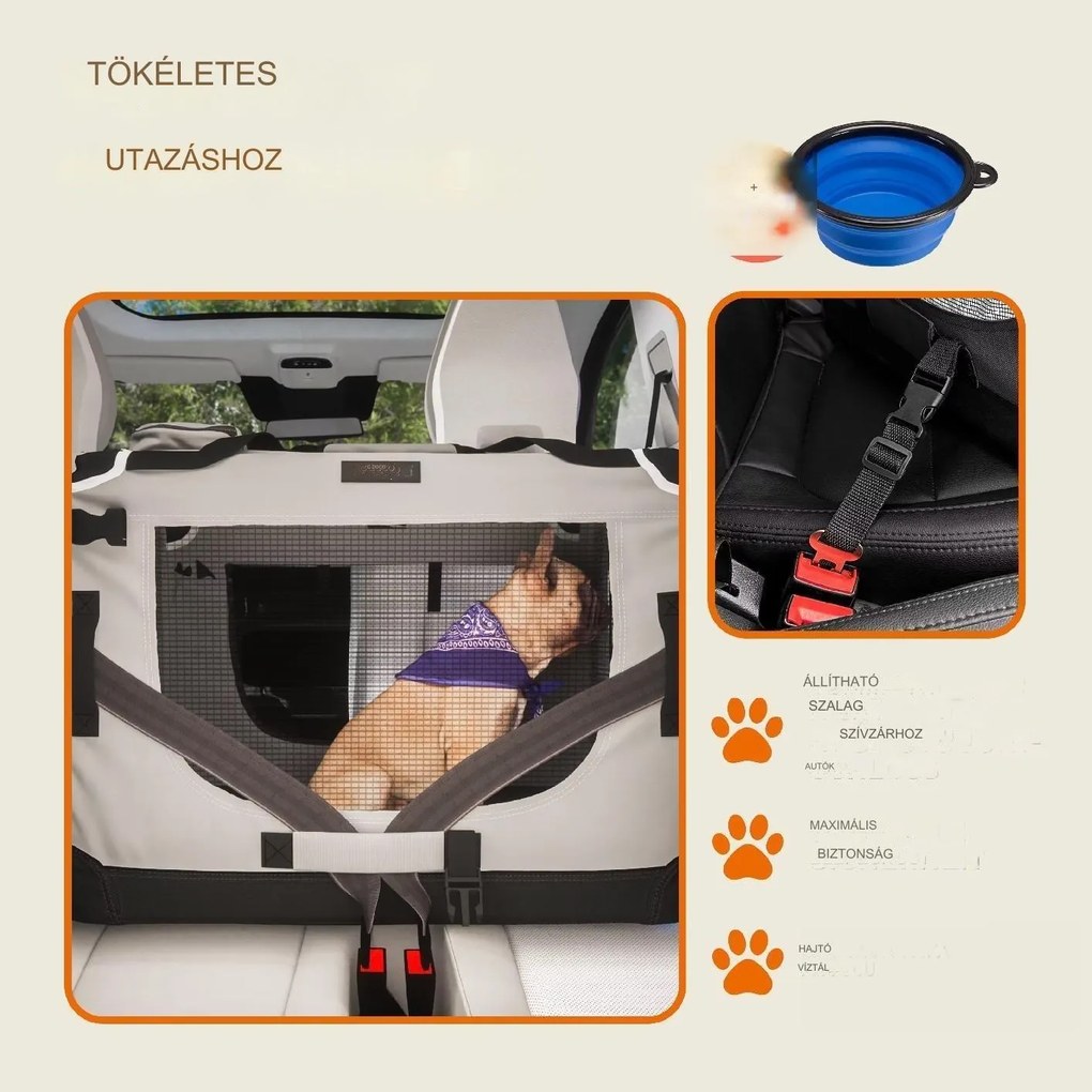 Deuba Geanta portabila pentru caini L 70x52x52cm - gri