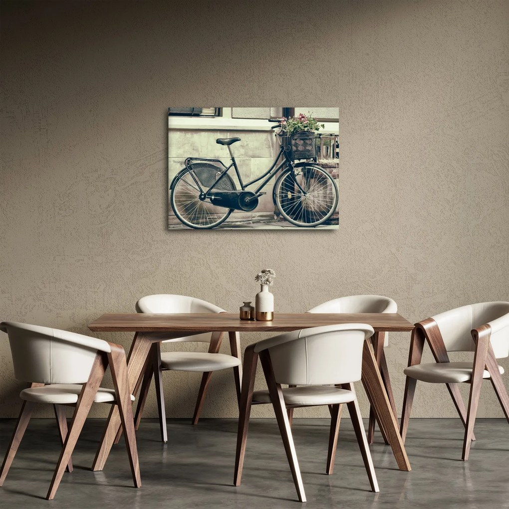 Tablou - Bicicleta de epocă cu flori (70x50 cm)