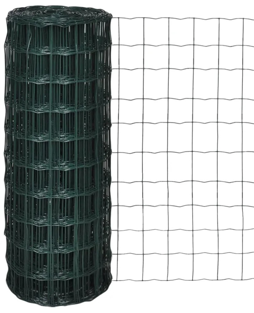 vidaXL Euro gard, 25 x 1,0 m, oțel, verde