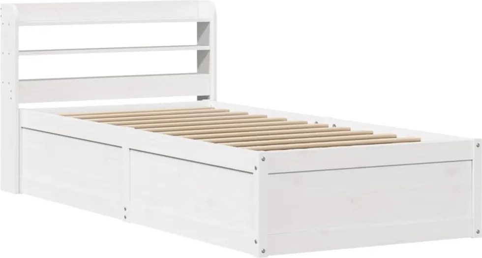 vidaXL Cadru de pat cu tăblie, alb, 90x200 cm, lemn masiv de pin