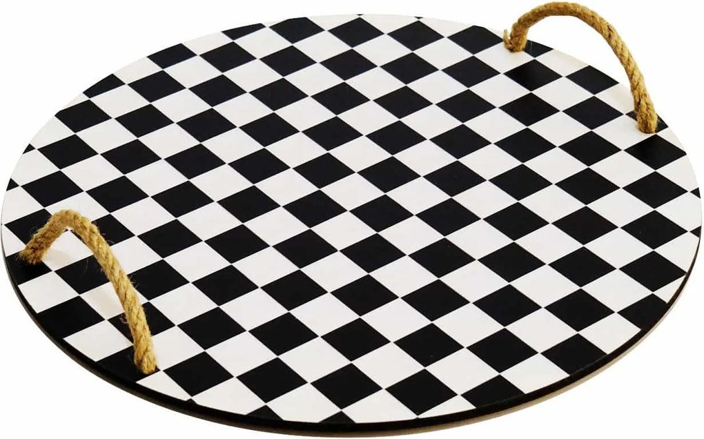 Tava PLT0237, negru/alb, lemn, 35x35 cm