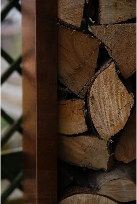 Magazie pentru lemne de grădină Stora 120 x 120 x 40 cm, corten CORGARDEN 1036