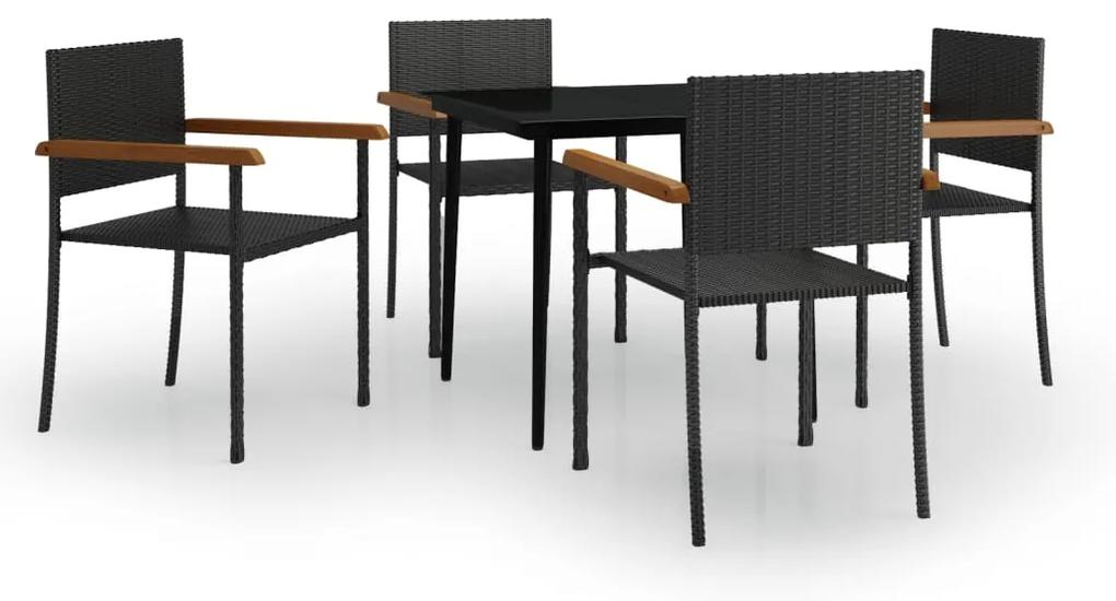 Set mobilier pentru gradina, 5 piese, negru Lungime masa 80 cm, 5