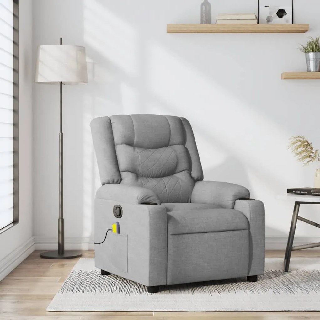 vidaXL Fotoliu de masaj rabatabil, gri deschis, textil