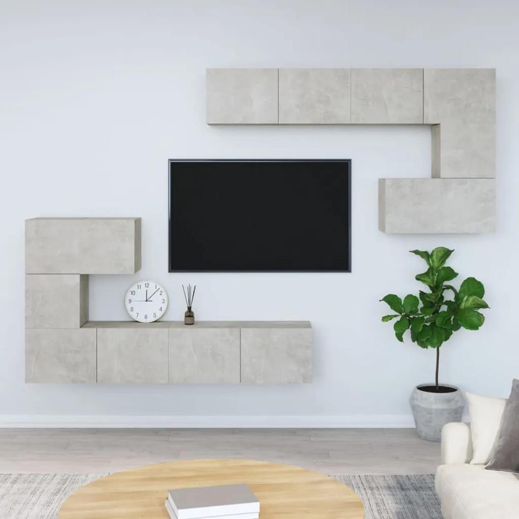 3114585 vidaXL Dulap TV montat pe perete, gri beton, lemn prelucrat