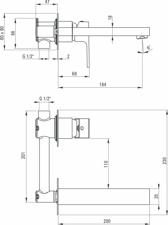 Anemon Black baterie de lavoar montaj incastrat finisaj negru BBZN54L