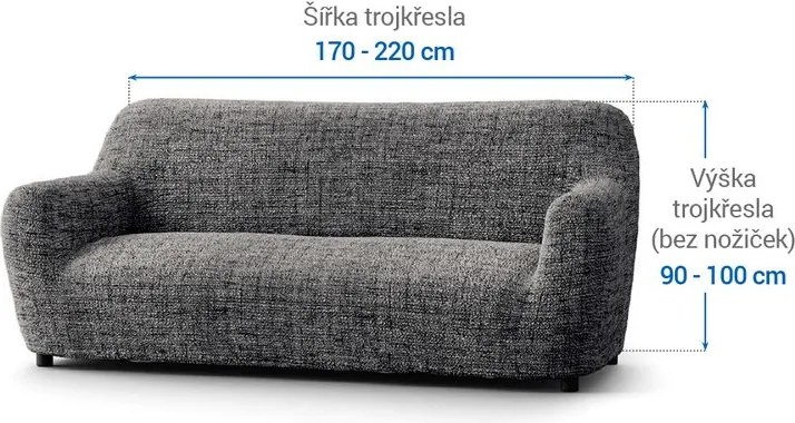 Gaico Huse bielastice VITTORIA gri fotoliu triplu (l. 170 - 220 cm)