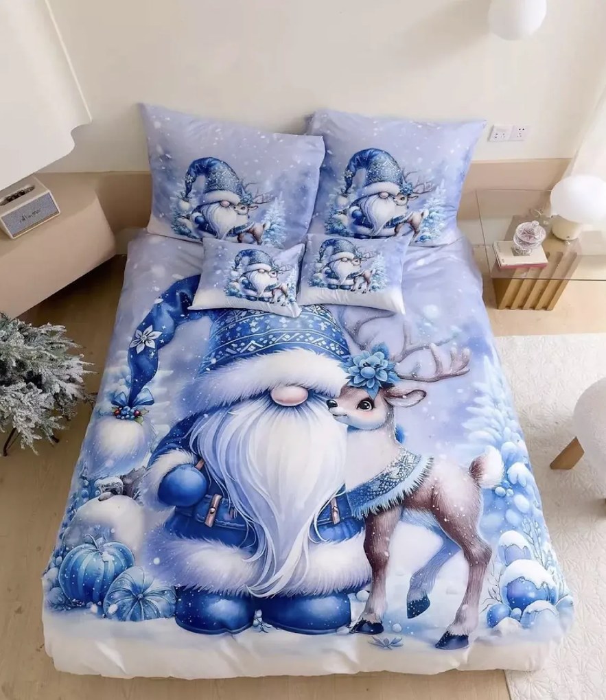 Lenjerie de pat din bumbac 3D WINTERLY albastru + husa de perna 40x50 cm gratis Dimensiune lenjerie de pat: 70 x 90 cm | 140 x 200 cm