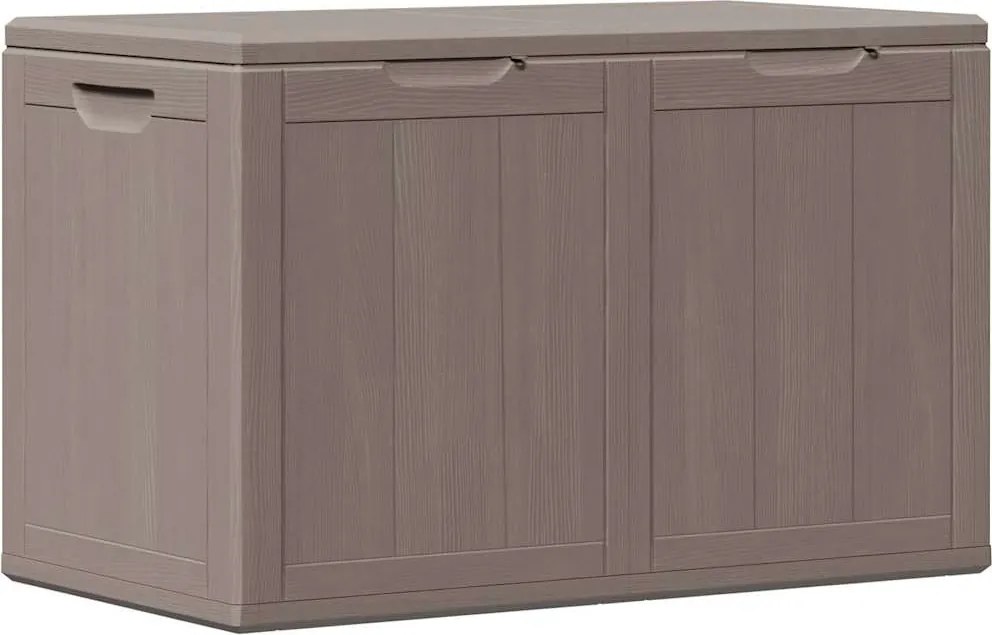 vidaXL Cutie de depozitare pentru grădină, maro, 180L, aspect de lemn din PP