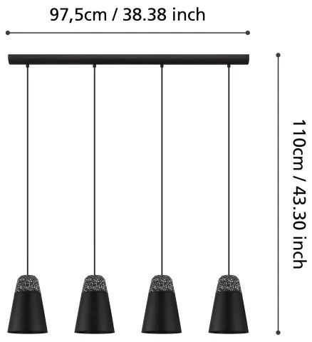 Eglo 99545 - Candelabru suspendat pe cablu CANTERRAS 4xE27/40W/230V