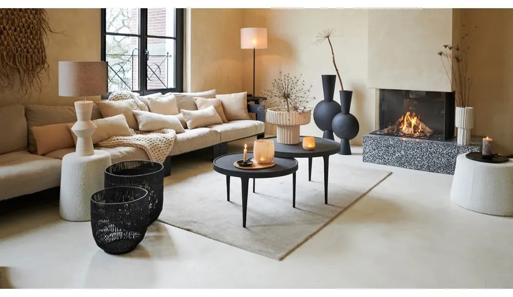 Măsuțe de cafea negre 2 buc. rotunde ø 75 cm Tobias – Light & Living