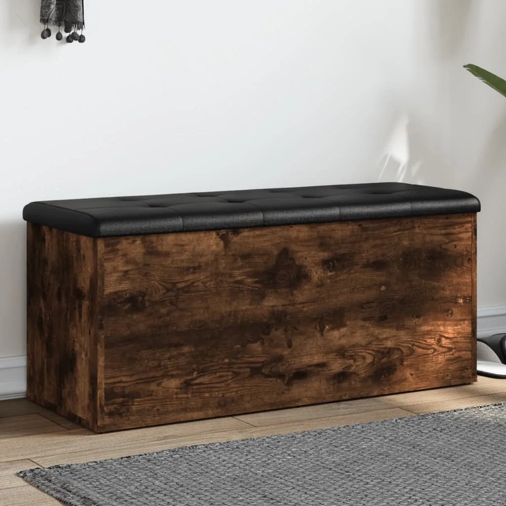 vidaXL Bancă de depozitare, stejar fumuriu, 102x42x45cm lemn prelucrat