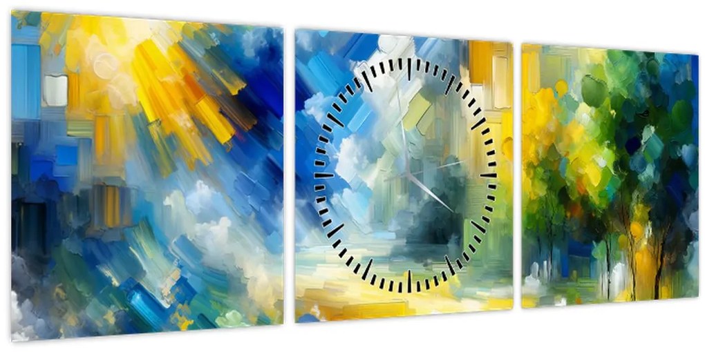 Tablou - Zi însorită abstractă (cu ceas) (90x30 cm)